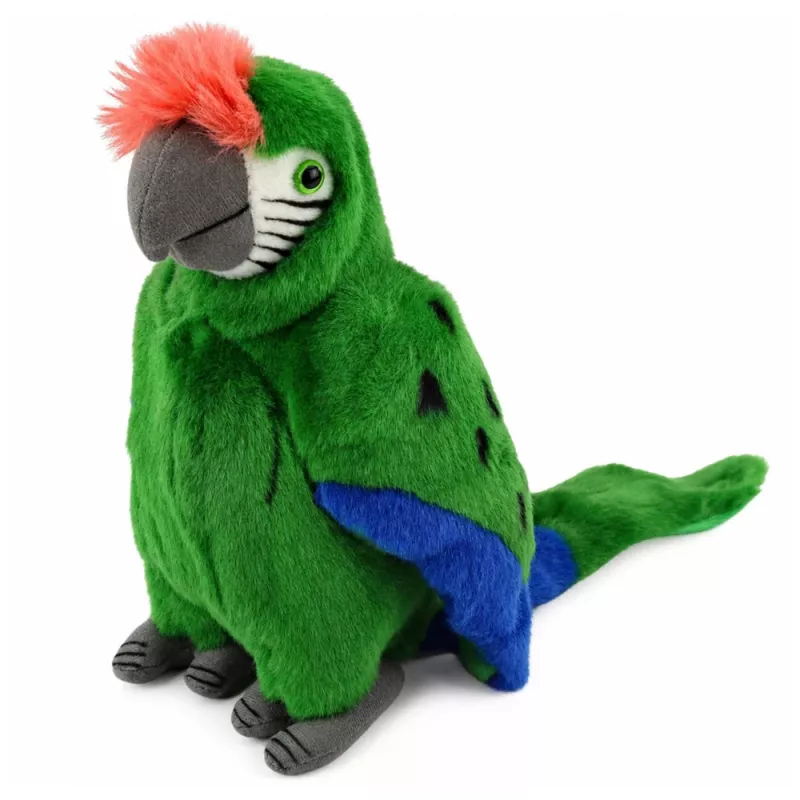 LEAN TOYS Pluszowa Papuga Ara Egzotyczny Ptak Mascot Przytulanka Zielona 24 cm
