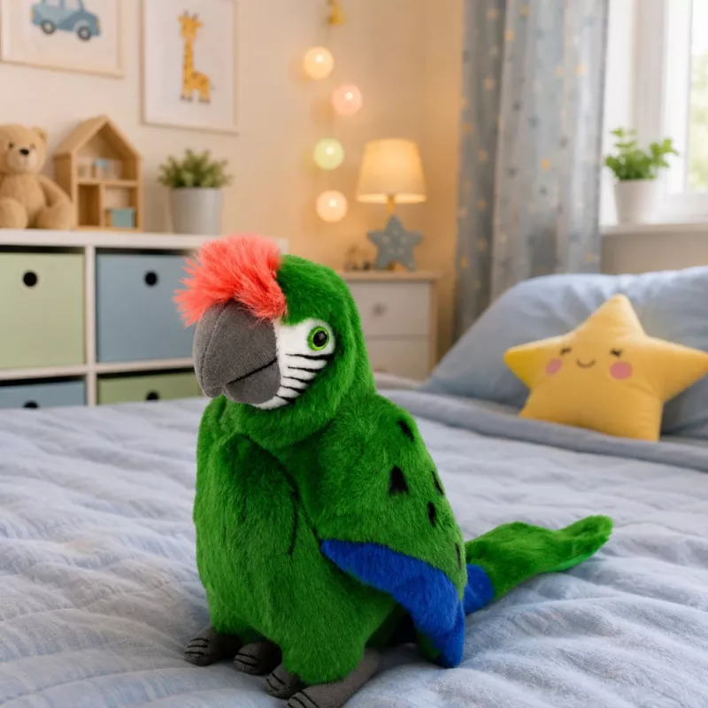 LEAN TOYS Pluszowa Papuga Ara Egzotyczny Ptak Mascot Przytulanka Zielona 24 cm