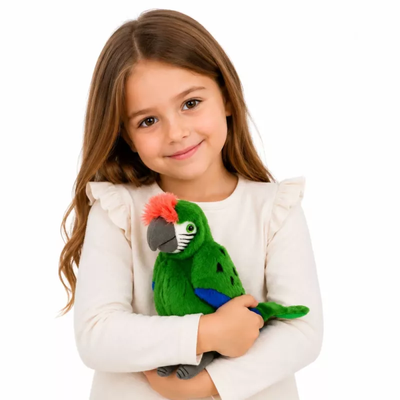LEAN TOYS Pluszowa Papuga Ara Egzotyczny Ptak Mascot Przytulanka Zielona 24 cm