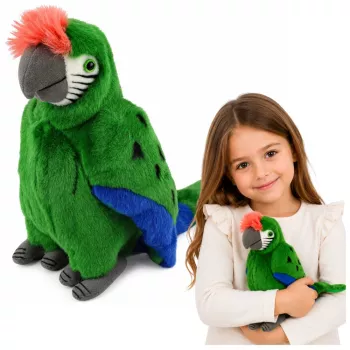 LEAN TOYS Pluszowa Papuga Ara Egzotyczny Ptak Mascot Przytulanka Zielona 24 cm