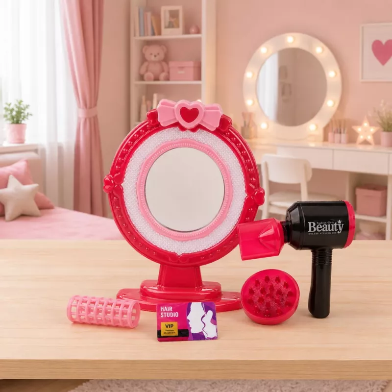 LEAN TOYS Zestaw do stylizacji włosów Suszarka Lustro Światła Dźwięki Akcesoria