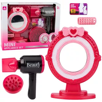 LEAN TOYS Zestaw do stylizacji włosów Suszarka Lustro Światła Dźwięki Akcesoria