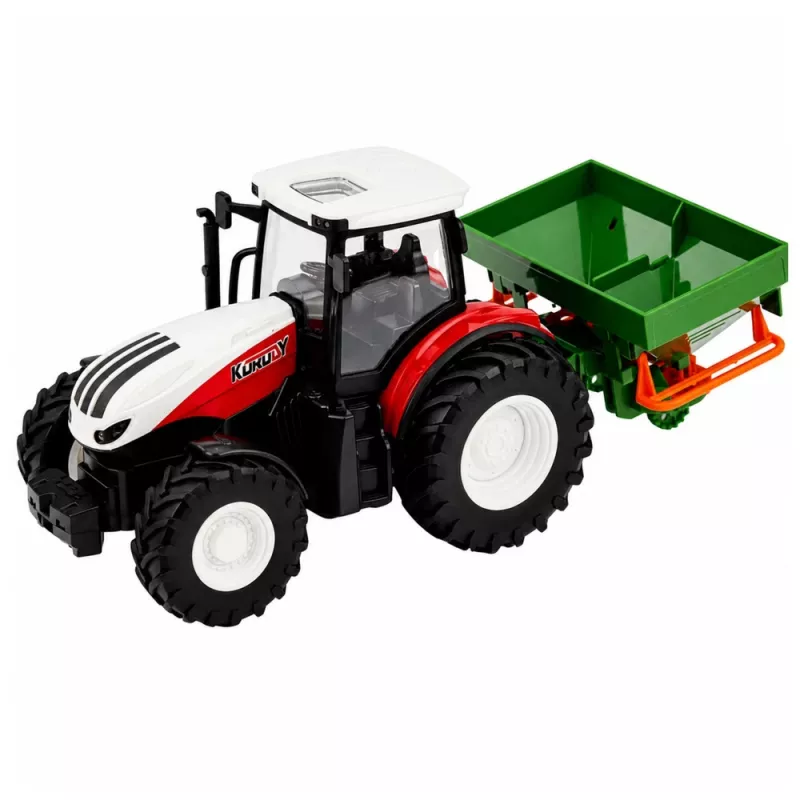 LEAN TOYS RC Zdalnie Sterowany Ciągnik Rolniczy z Siewnikiem Światła Czerwony 1:24
