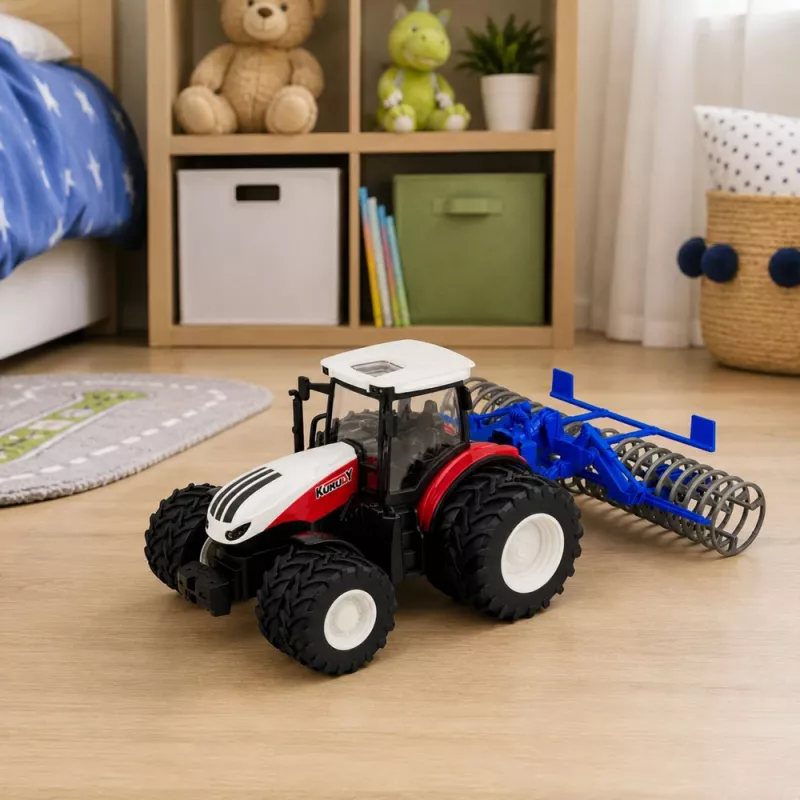 LEAN TOYS Ciągnik zdalnie sterowany z wałem RC Światła Czerwony 1:24