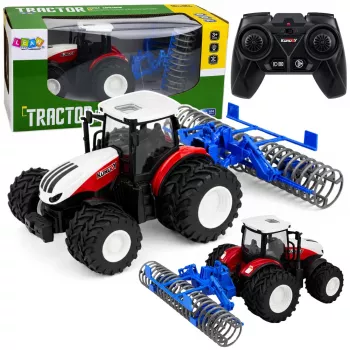 LEAN TOYS Ciągnik zdalnie sterowany z wałem RC Światła Czerwony 1:24
