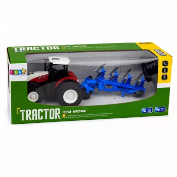 LEAN TOYS RC Traktor Rolniczy z Podwójnym Pługiem Odwracalnym Czerwony 1:24