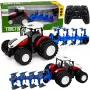 LEAN TOYS RC Traktor Rolniczy z Podwójnym Pługiem Odwracalnym Czerwony 1:24