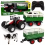 LEAN TOYS Zdalnie Sterowany Ciągnik Rolniczy RC z Przyczepą i Figurką Krowy 1:24