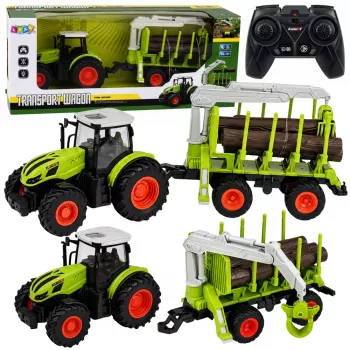 LEAN TOYS RC Pilotowany Ciągnik z Przyczepą Leśną i Chwytakiem do Drewna 1:24