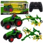 LEAN TOYS Ciągnik rolniczy zdalnie sterowany z grabiami do siana RC światła 1:24