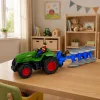 LEAN TOYS RC Tractor with Plow and Farmer Remote Controlled Lights Green 1:24