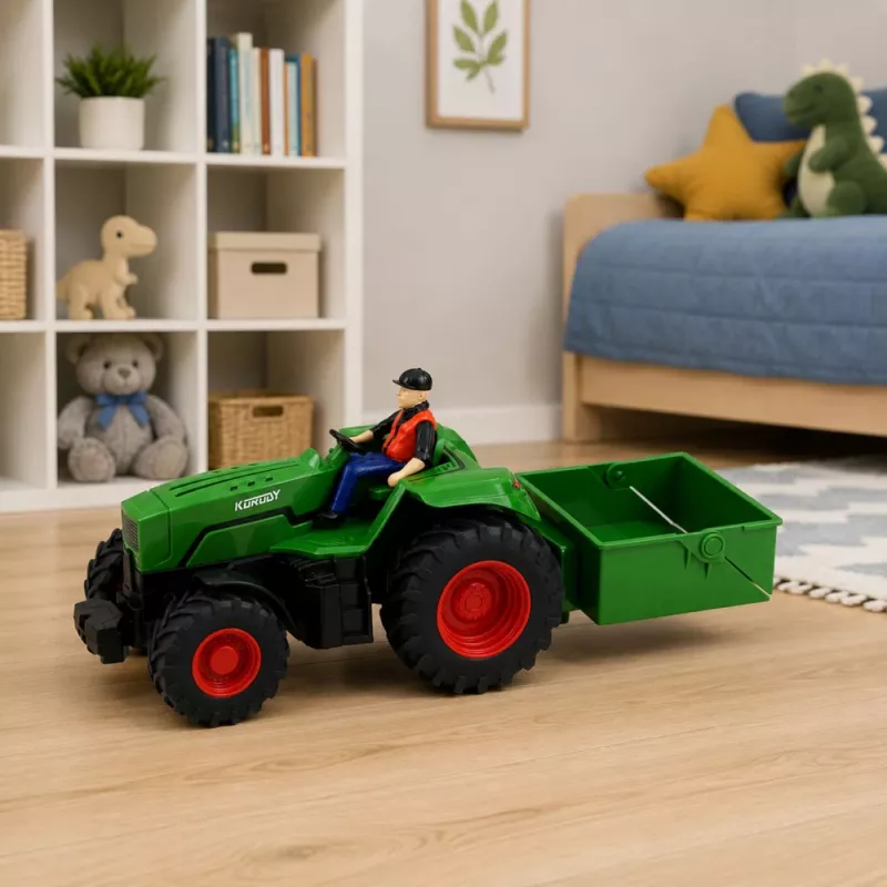 LEAN TOYS Zdalnie Sterowany Ciągnik Rolniczy RC z Przyczepą Skrzyniową Farmer 1:24