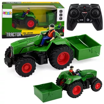 LEAN TOYS Zdalnie Sterowany Ciągnik Rolniczy RC z Przyczepą Skrzyniową Farmer 1:24