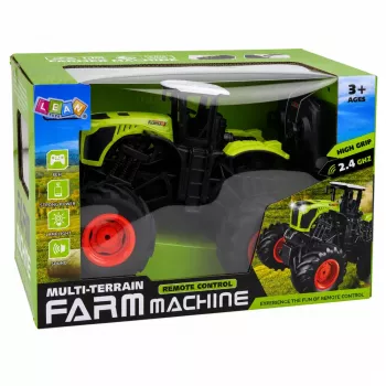 LEAN TOYS Tall Remote Controlled RC Farm Tractor Green Lights Sounds 1:16