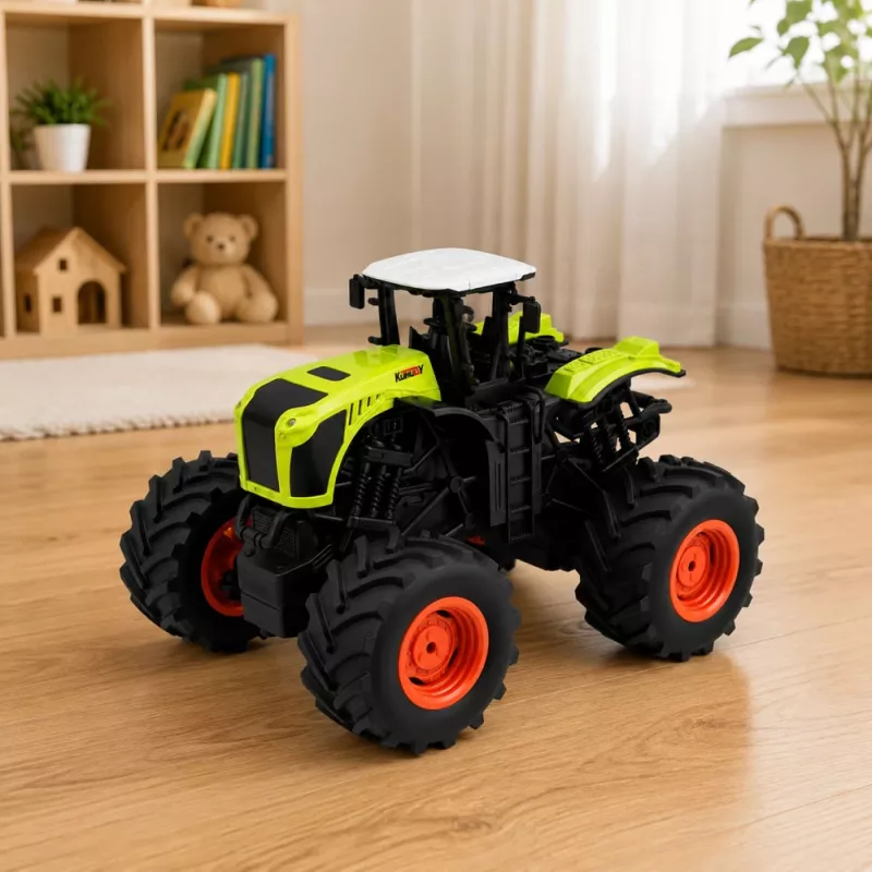 LEAN TOYS Tall Remote Controlled RC Farm Tractor Green Lights Sounds 1:16