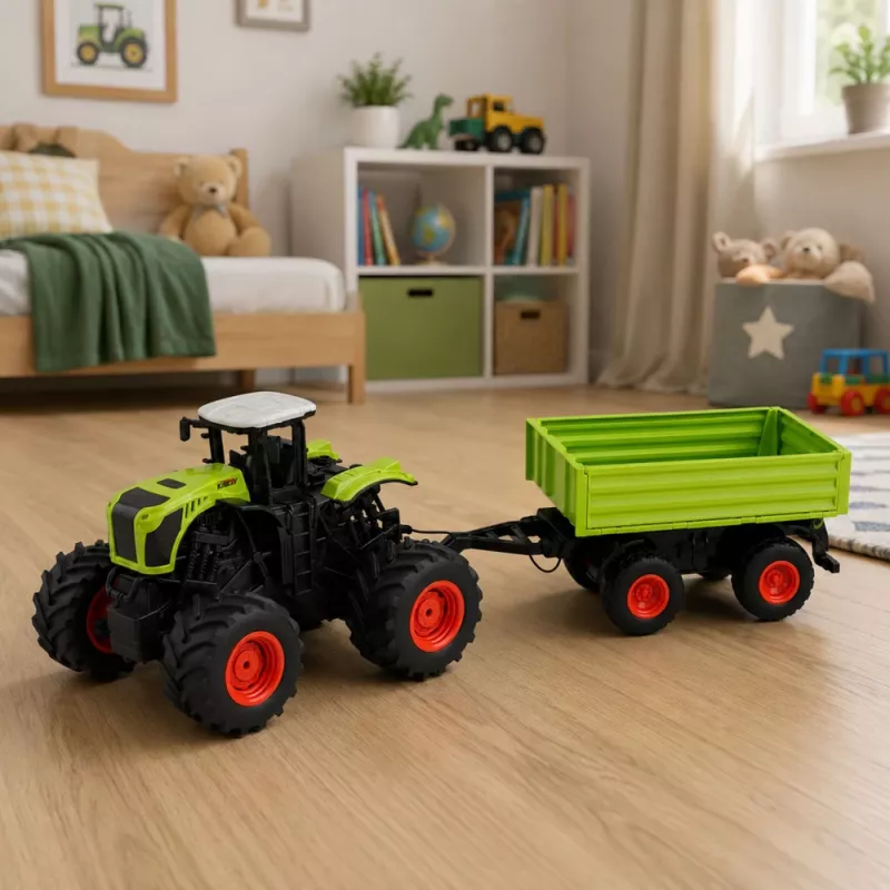 LEAN TOYS Ciągnik Rolniczy z Przyczepą Wywrotką, Zdalnie Sterowany, RC 1:16