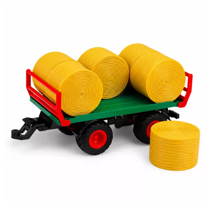 LEAN TOYS Ciągnik rolniczy RC z przyczepą do bel siana i światłami 1:24