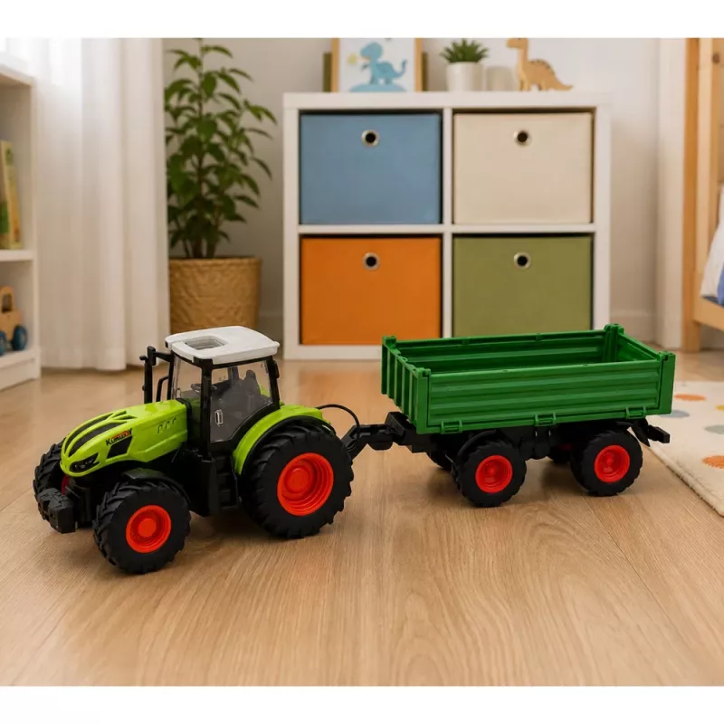 LEAN TOYS Zdalnie Sterowany Ciągnik Rolniczy RC z Wywrotką Zielony 1:24