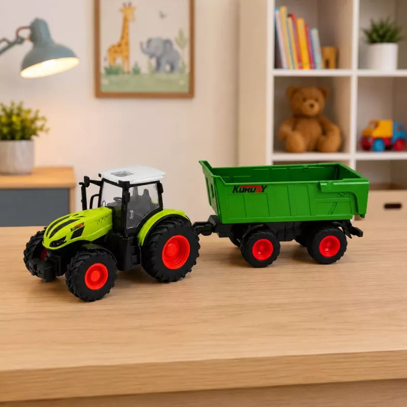 LEAN TOYS Zdalnie Sterowany Ciągnik Rolniczy RC z Wywrotką i Światłami 1:24