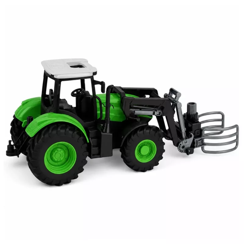 LEAN TOYS RC Tractor with Bale Gripper Remote Controlled Lights Green 1:24