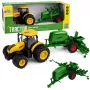 LEAN TOYS Ciągnik rolniczy z siewnikiem i kultywatorem Światła Dźwięki Żółty 1:24