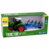 LEAN TOYS Ciągnik Rolniczy z Pługiem Dwuskibowym, Gumowe Koła, Zielony, 1:24