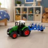 LEAN TOYS Ciągnik Rolniczy z Pługiem Dwuskibowym, Gumowe Koła, Zielony, 1:24