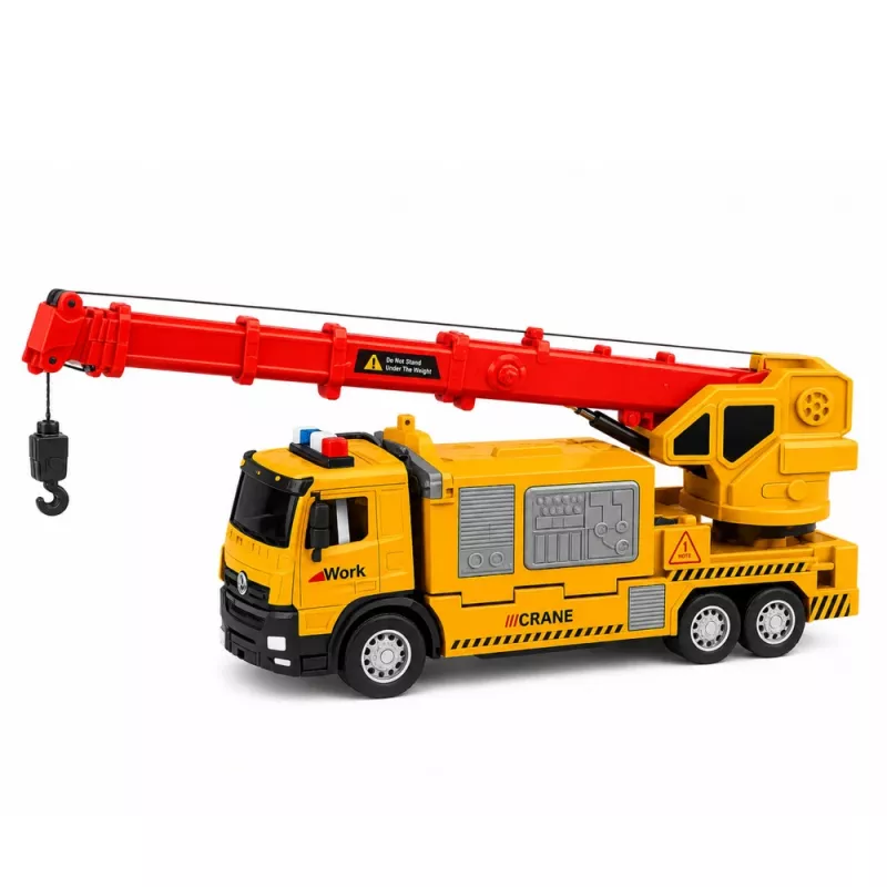 LEAN TOYS Ciężarówka z Żurawiem i Lawetą Światła Dźwięki Żółty