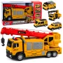 LEAN TOYS Ciężarówka z Żurawiem i Lawetą Światła Dźwięki Żółty