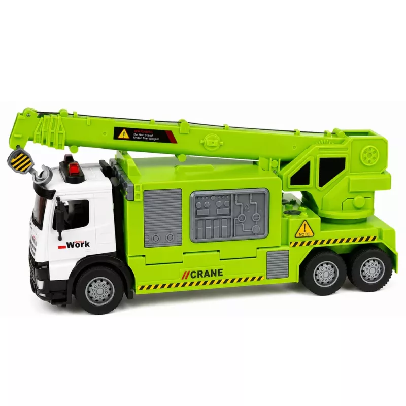LEAN TOYS Ciężarówka z Dźwigiem i Lawetą Światła Dźwięki Zielona