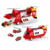LEAN TOYS Duży składany samolot transportowy straży pożarnej z pojazdami, światłami i dźwiękami