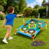 LEAN TOYS 4-w-1 Celność i Rzucanie Gra Zręcznościowa z Tablicą, Workami, Obręczami, Frisbee