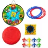 LEAN TOYS 4-w-1 Celność i Rzucanie Gra Zręcznościowa z Tablicą, Workami, Obręczami, Frisbee