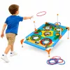 LEAN TOYS 4-w-1 Celność i Rzucanie Gra Zręcznościowa z Tablicą, Workami, Obręczami, Frisbee