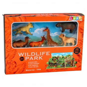 LEAN TOYS Zestaw figurek dzikich zwierząt Lis Żyrafa Hipopotam Jeleń Park 3D Board