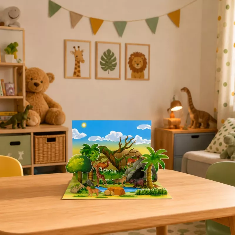 LEAN TOYS Zestaw figurek dzikich zwierząt Lis Żyrafa Hipopotam Jeleń Park 3D Board