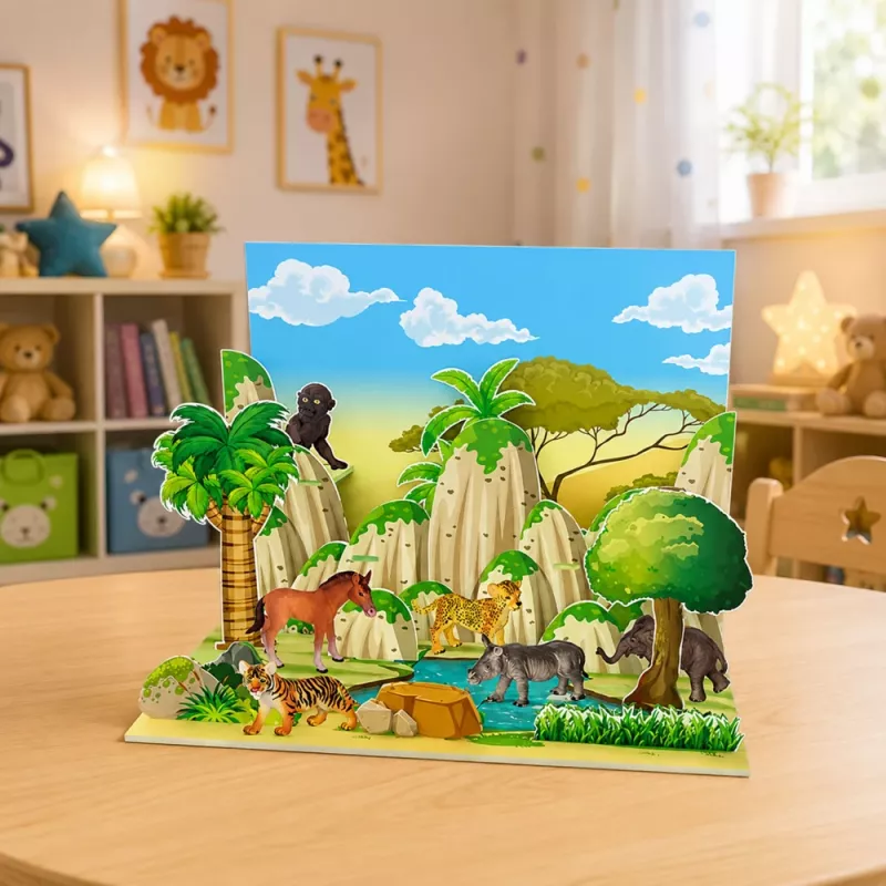 LEAN TOYS Zestaw Figurek Dzikich Zwierząt Lampart Tygrys Słoń Koń Park 3D Board