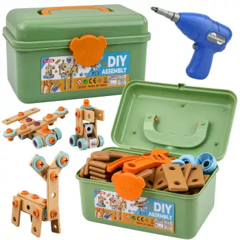 LEAN TOYS Zestaw konstrukcyjny ze śrubokrętem i klockami w walizce 190 szt.