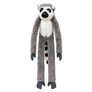 LEAN TOYS Pluszowy Lemur Mascot Przytulanka z Łapkami na Rzep do Wieszania, 50 cm, Szary/Biały/Czarny