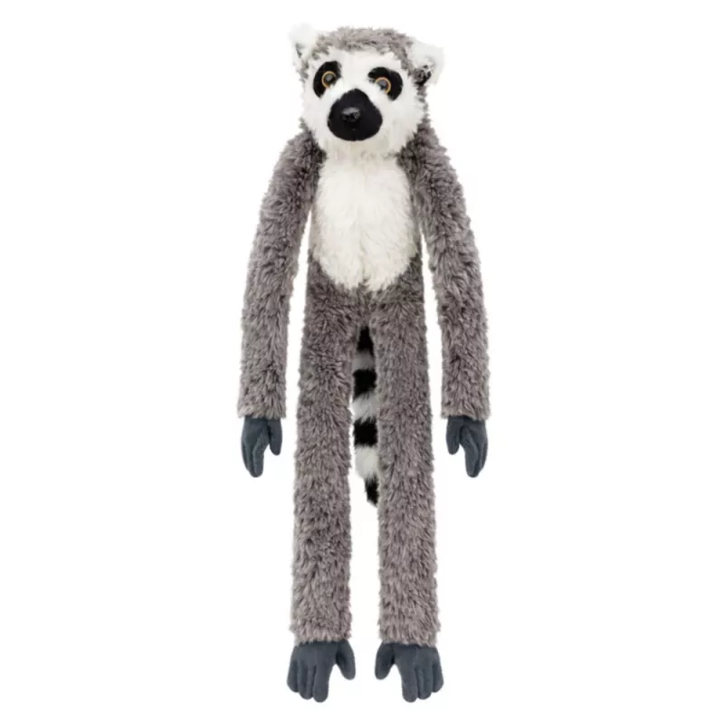 LEAN TOYS Pluszowy Lemur Mascot Przytulanka z Łapkami na Rzep do Wieszania, 50 cm, Szary/Biały/Czarny
