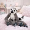 LEAN TOYS Pluszowy Lemur Mascot Przytulanka z Łapkami na Rzep do Wieszania, 50 cm, Szary/Biały/Czarny