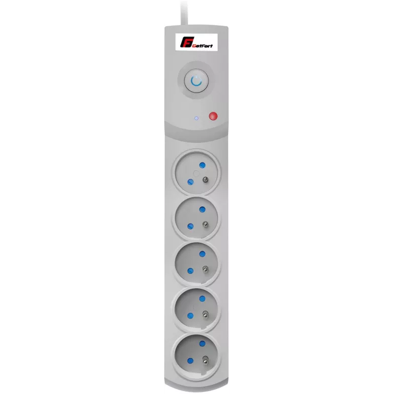 Getfort 5P-1.5M-G Listwa przeciwprzepięciowa, 5 gniazd, kabel 1,5 m, szary