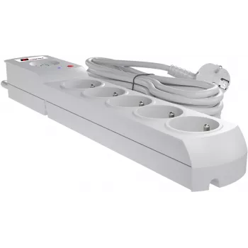 Getfort 5P-1.5M-G Listwa przeciwprzepięciowa, 5 gniazd, kabel 1,5 m, szary