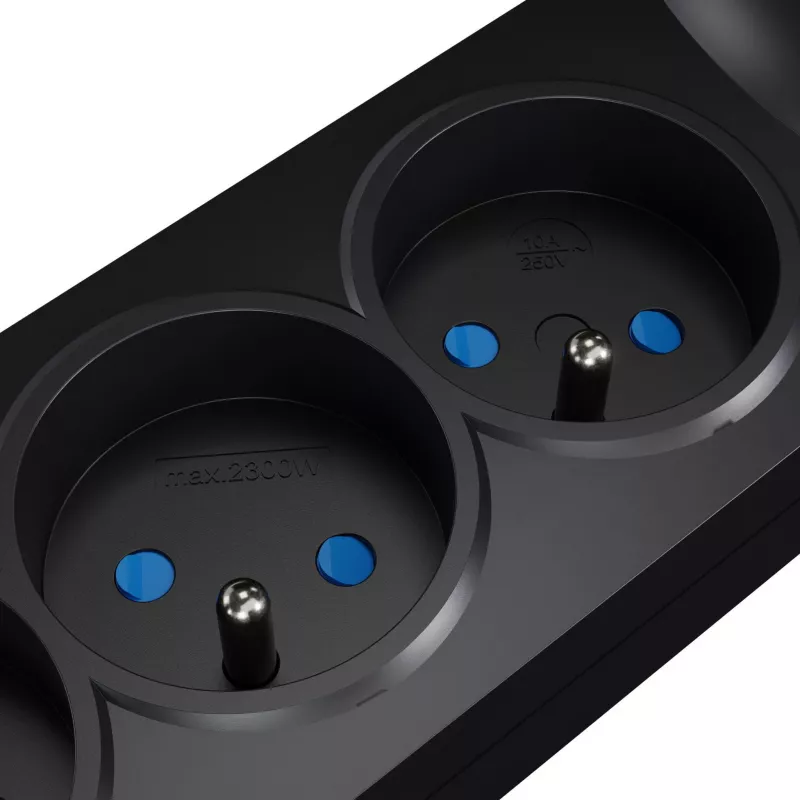 Getfort 5P 5m Black USB Surge Protector Power Strip