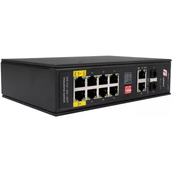 GETFORT GF-110-8PG-2G-2S Industrial PoE+ Switch, 8x PoE+ Gigabit + 2x Gigabit + 2x SFP, -40°C do 80°C