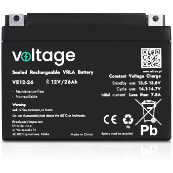 Akumulator AGM VOLTAGE 12V 26Ah VE12-26 (żywotność 6-9 lat)