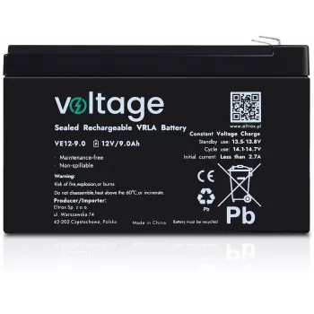Akumulator AGM VOLTAGE 12V 9Ah VE12-9.0 (żywotność 6-9 lat)