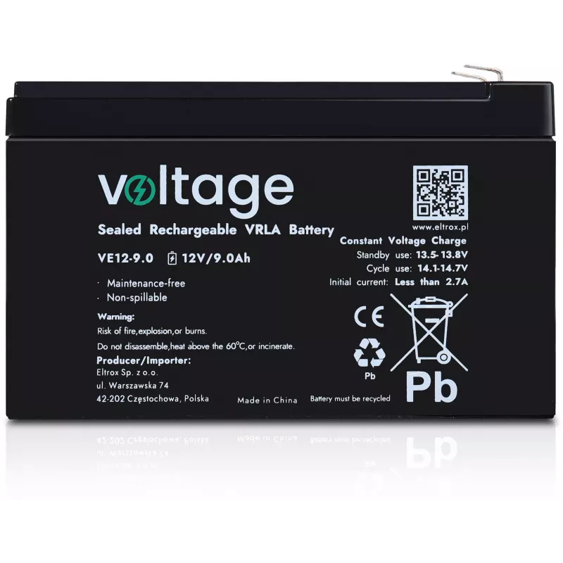 Akumulator AGM VOLTAGE 12V 9Ah VE12-9.0 (żywotność 6-9 lat)