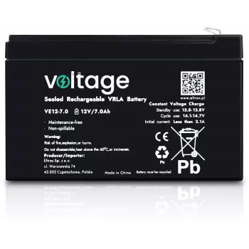 Akumulator AGM VOLTAGE 12V 7Ah VE12-7.0 (żywotność 6-9 lat)