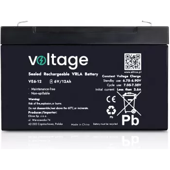 Akumulator AGM VOLTAGE 6V 12Ah VE6-12 (żywotność 6-9 lat)
